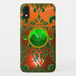 ST PATRICK'S KLEEBLATT ORANGE GREEN DAMASK MONOGRA Case-Mate iPhone HÜLLE