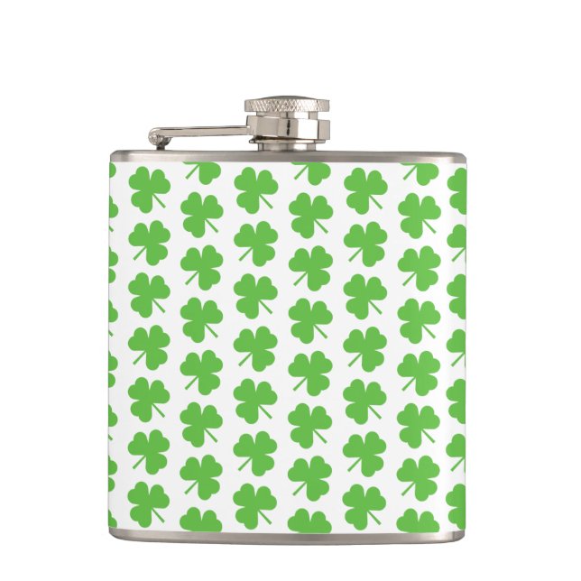 St. Patricks Kleeblatt Vinyl umwickelte Flasche Flachmann (Vorderseite)