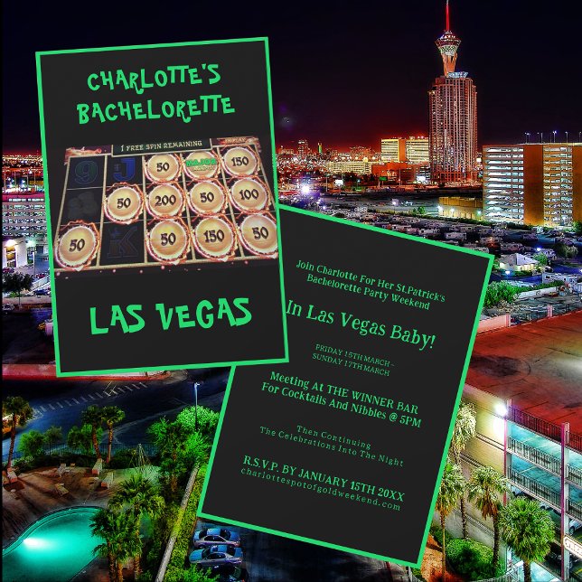 St Patrick's Las Vegas Junggeselinnen-Abschied Bla Einladung (Front And Back)