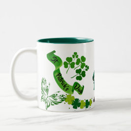 St Patricks Leprechaun Butterfly Lucky Kleeblatts Zweifarbige Tasse