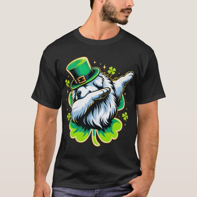 St Patricks Leprechaun Dabbing Great Pyrenees Dog T-Shirt (Vorderseite)
