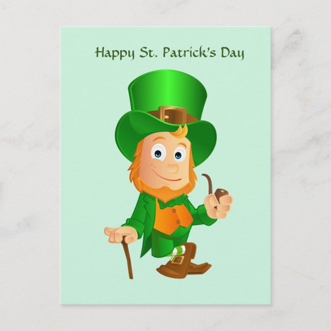 St. Patrick's Leprechaun Holiday Postkarte (Vorderseite)