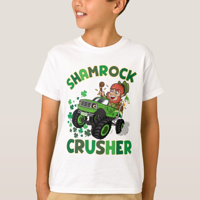 St. Patricks leprechaun Monster LKW-Kleeblatt T-Shirt (Vorderseite)