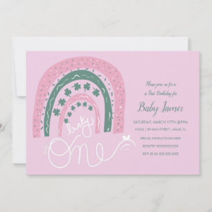 St Patricks Lucky 1. Geburtstag Hand Drawn Regenbo Einladung