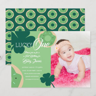 St. Patricks Lucky Erster Geburtstag Donut Foto Einladung