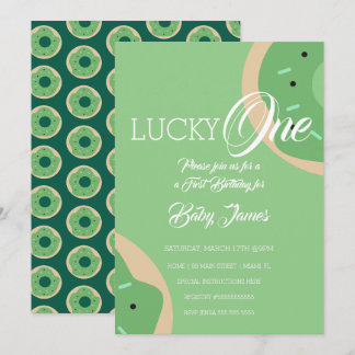 St. Patricks Lucky Erster Geburtstag Mattiert Donu Einladung