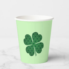 St Patricks Lucky Four Leaf Green Clover Pattern Pappbecher