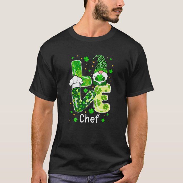 St Patricks Lucky Funny Koch Gnome Leopard Green P T-Shirt (Vorderseite)