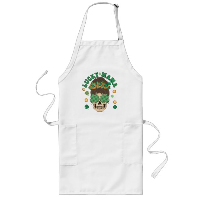 St. Patrick's Lucky Mama Skeleton Lange Schürze (Vorne)