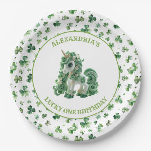 St Patricks Lucky One Einhorn Papierplatte Pappteller