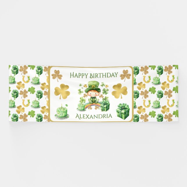 St Patricks Lucky One erster Geburtstag Banner (Horizontal)