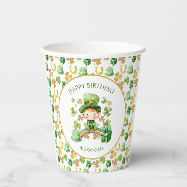 St Patricks Lucky One erster Geburtstag Pappbecher (Vorderseite)
