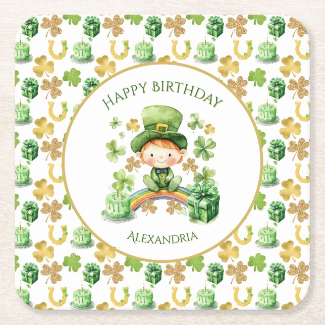 St Patricks Lucky One erster Geburtstag Rechteckiger Pappuntersetzer (Vorderseite)