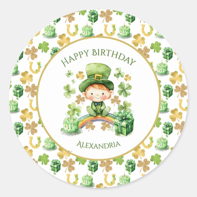 St Patricks Lucky One erster Geburtstag Runder Aufkleber (Vorderseite)