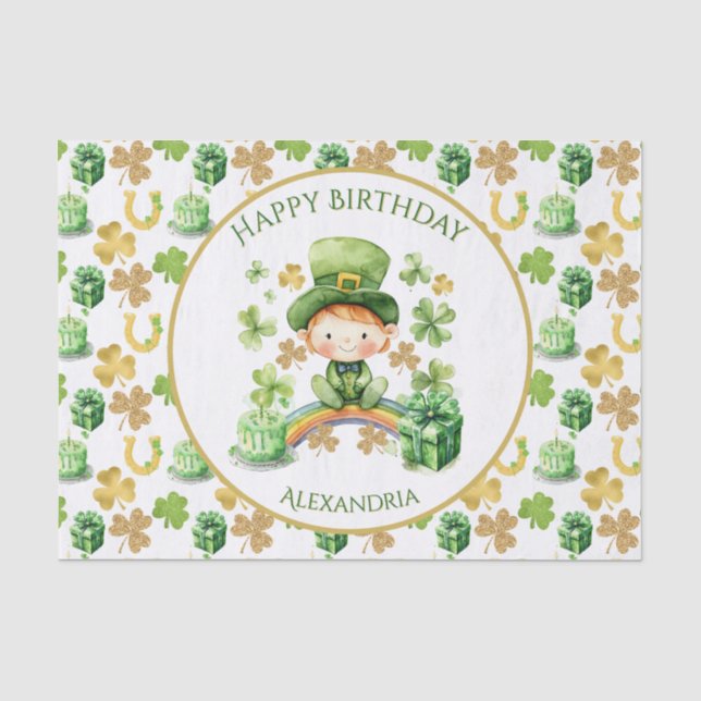 St Patricks Lucky One erster Geburtstag Seidenpapier (Vorderseite)