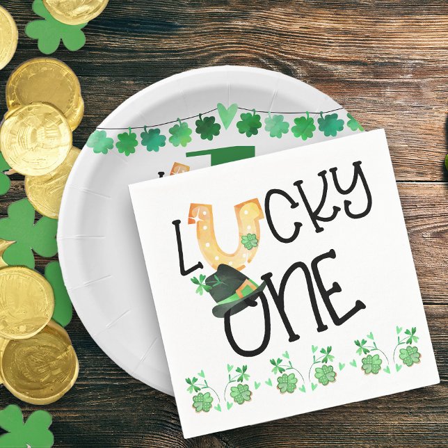 St Patricks Lucky One Horseshoe und Kleeblatt Part Serviette (Lucky One First Birthday Party Napkins)