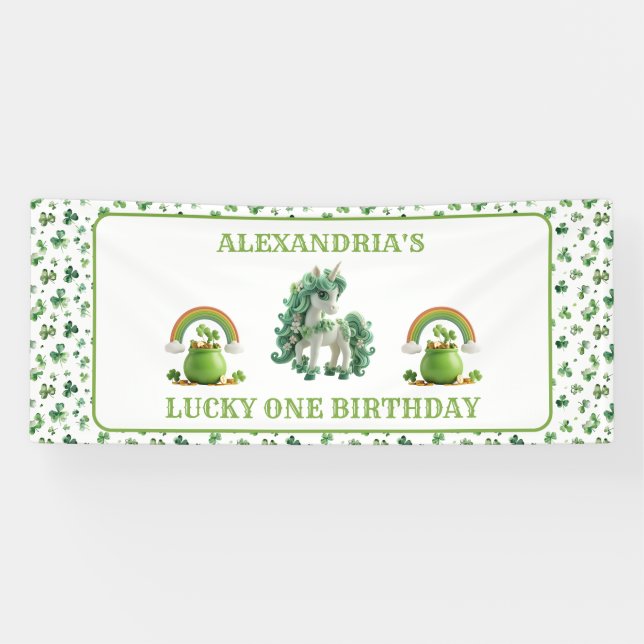 St Patricks Lucky One Unicorn Banner (Horizontal)