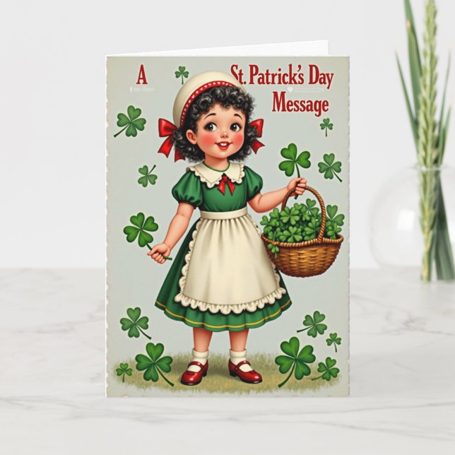 St Patricks Mädchen Glitter-Textur-Karte Karte (Vorderseite)
