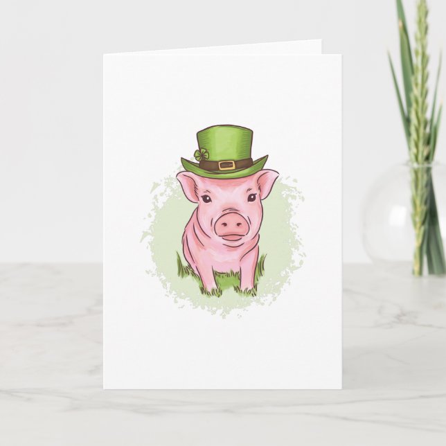 St. Patrick's Mini Schwein Karte (Vorderseite)