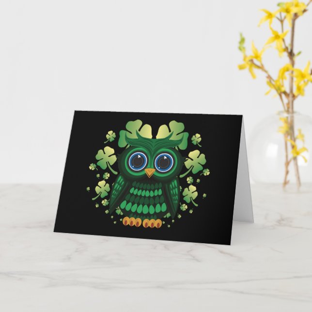 St. Patrick's Owl Karte (Gelbe Blume)