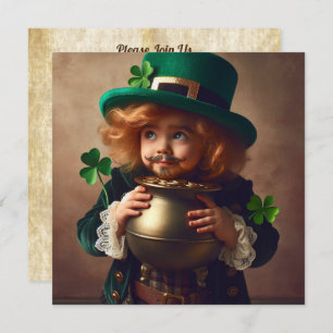 St Patrick's Party Irish Child Pot of Gold Square Einladung