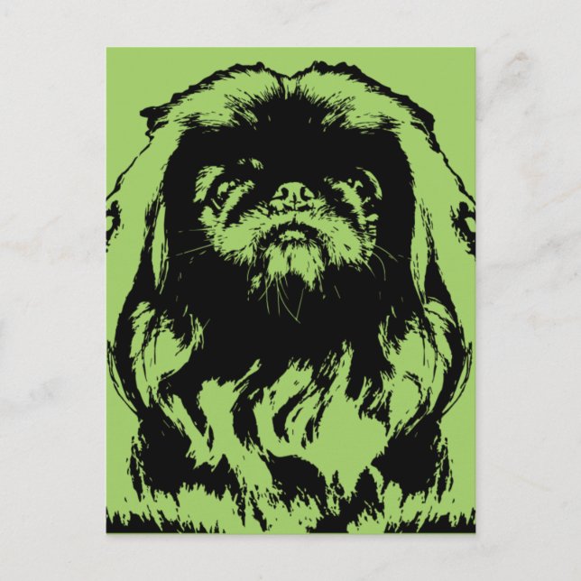 St Patricks - Pekingese Silhouette - Kieselsteine Postkarte (Vorderseite)