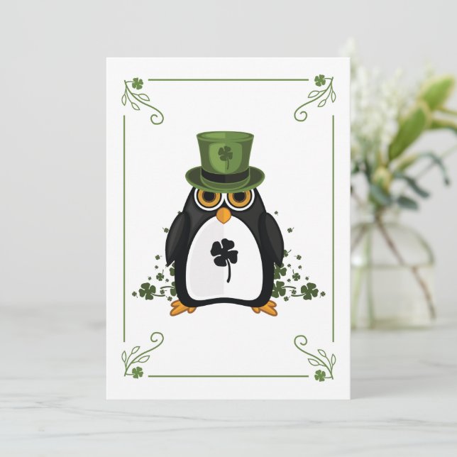 St. Patrick's Penguin Feiertagskarte (Stehend Vorderseite)