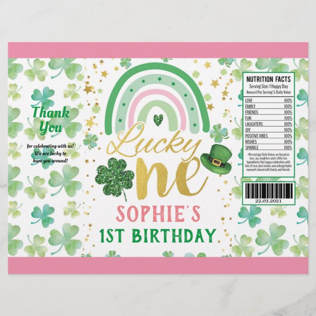 St Patrick's Pink Lucky One Chip Bag Wrapper Flyer (Vorne)