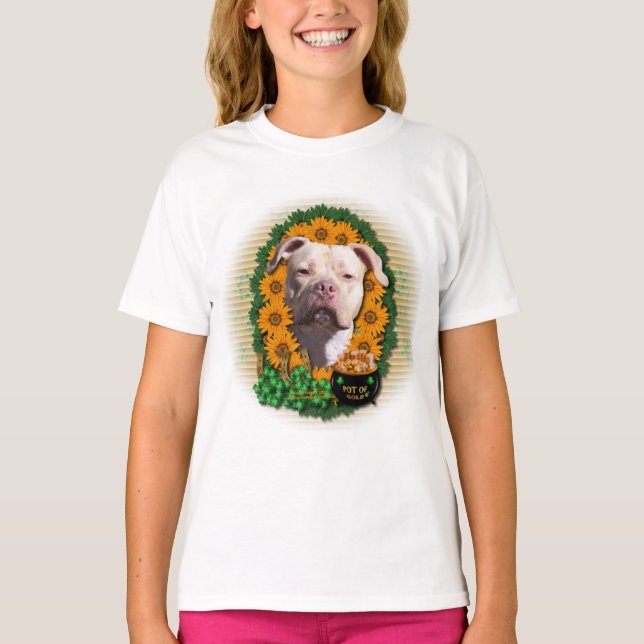 St Patricks - Pot of Gold - Pitbull - Jersey Girl T-Shirt (Vorderseite)