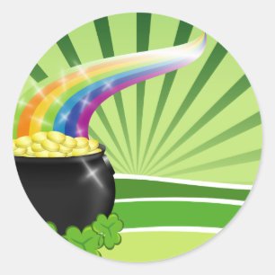 St.Patrick's Pot of Gold Runder Aufkleber