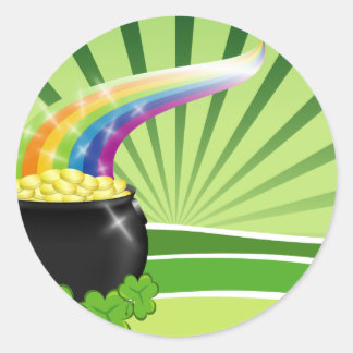 St.Patrick's Pot of Gold Runder Aufkleber