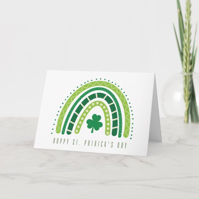 St. Patrick's Rainbow | Happy Whimsical Kleeblatt Karte (Vorderseite)
