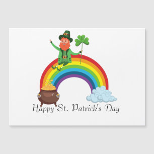 St. Patrick's Rainbow  Happy Whimsical Kleeblatt Magnetkarte