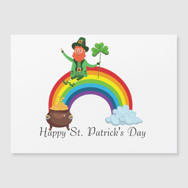 St. Patrick's Rainbow |Happy Whimsical Kleeblatt Magnetkarte (Vorderseite)