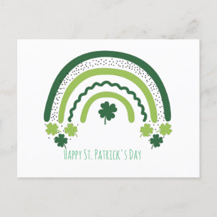 St. Patrick's Rainbow Happy Whimsical Kleeblatt Postkarte