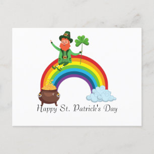 St. Patrick's Rainbow Happy Whimsical Kleeblatt Postkarte