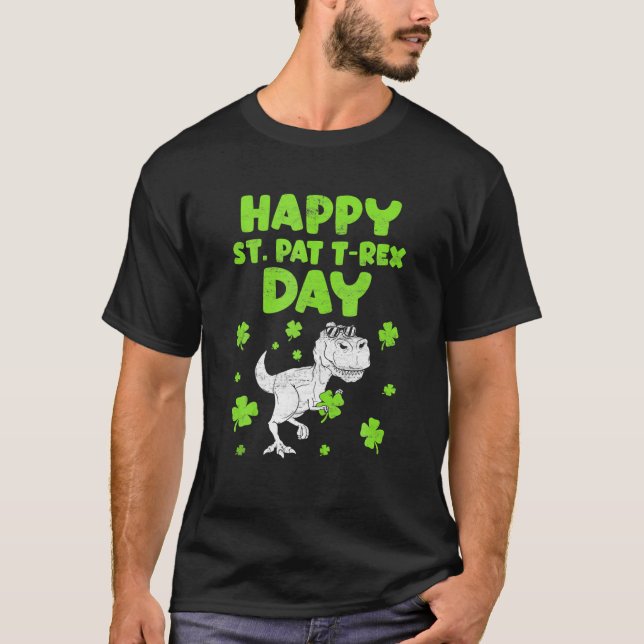 St Patricks Saint Pat T Rex Dinosaurs Funny St. Pa T-Shirt (Vorderseite)
