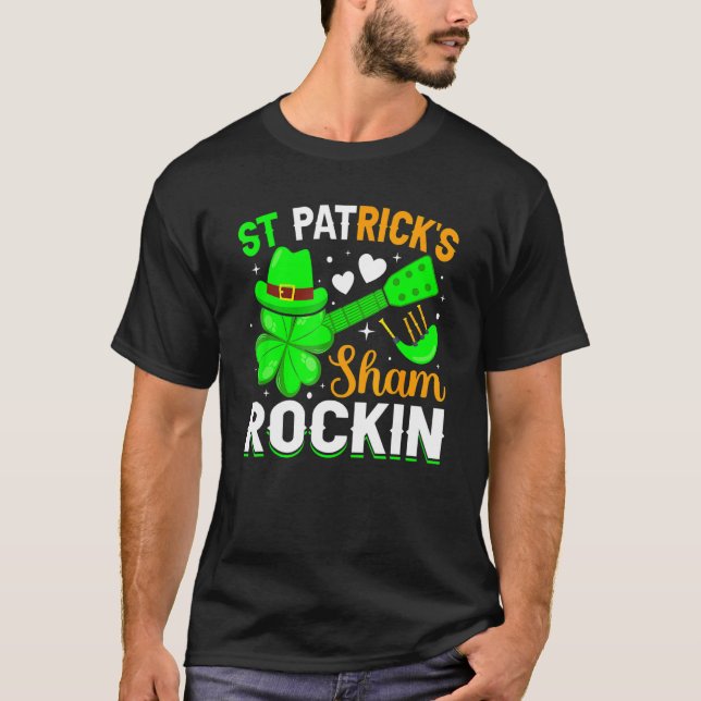 St Patrick's Sham Rockin Shamrock Guitar St Patric T-Shirt (Vorderseite)