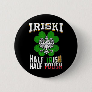 St Patricks Shamrock Geschenk T-Shirt Iriski Halb  Button