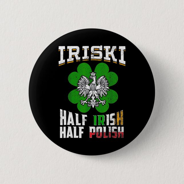 St Patricks Shamrock Geschenk T-Shirt Iriski Halb  Button (Vorderseite)
