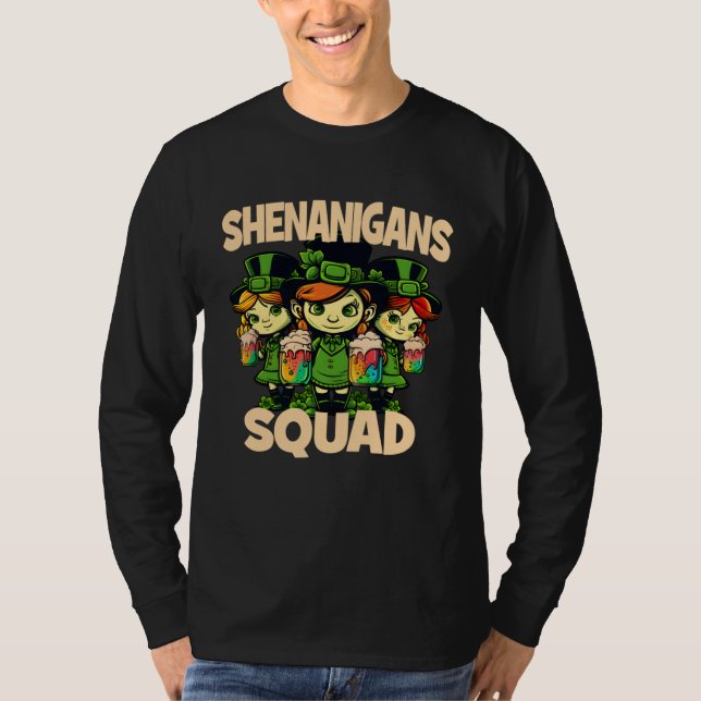 St Patricks Shenanigans Squad Girls Green Proud Ir T-Shirt (Vorderseite)