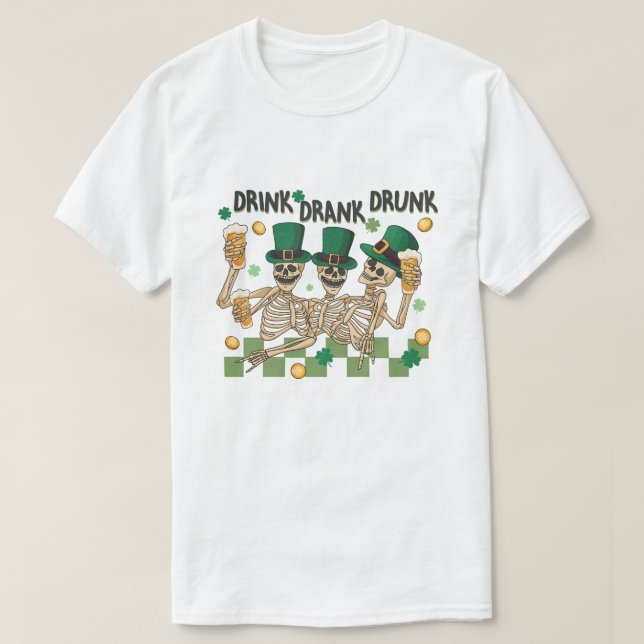St. Patrick's Skeleton Party T-Shirt (Design vorne)
