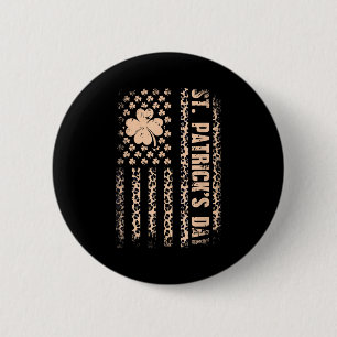 St. Patricks Tag amerikanische Flagge Leopard Sham Button