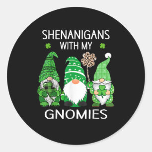 St Patricks Tag Glück Kleeblatt Leopard Gnome Runder Aufkleber