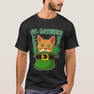 St Patricks Tag Glückliche Tabby-Katze Leprechaun T-Shirt