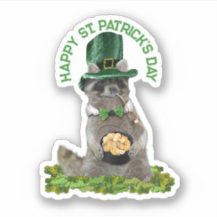 St. Patricks Tag - Glücklicher Waschbär Aufkleber