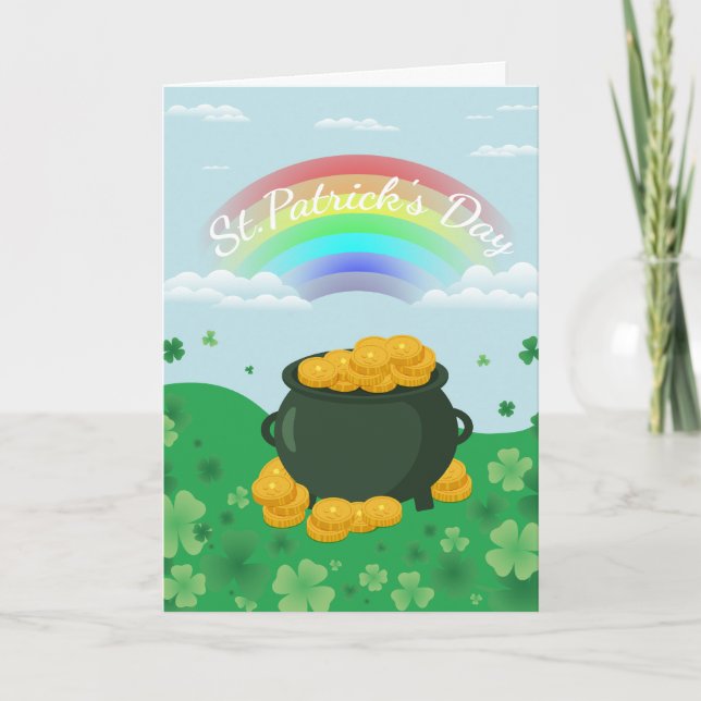 St. Patricks Tag Glücksregenbogen Karte (Vorderseite)