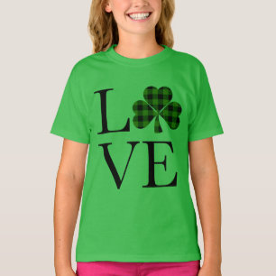 St. Patricks Tag grün schwarz kariert Kleeblatt Li T-Shirt