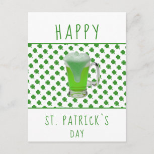 St. Patricks Tag Grünes Bier Kleeblatt-Muster Postkarte