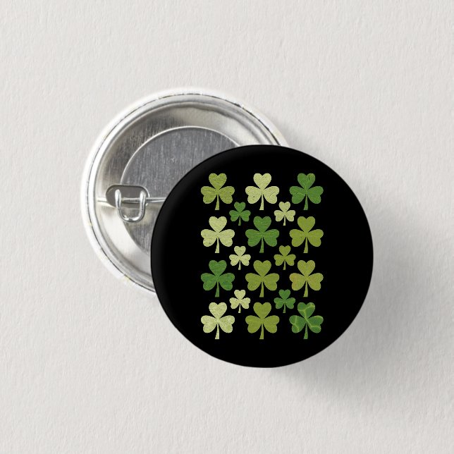 St. Patricks Tag Herz Glücksklee Kleeblatt  Button (Vorne & Hinten)